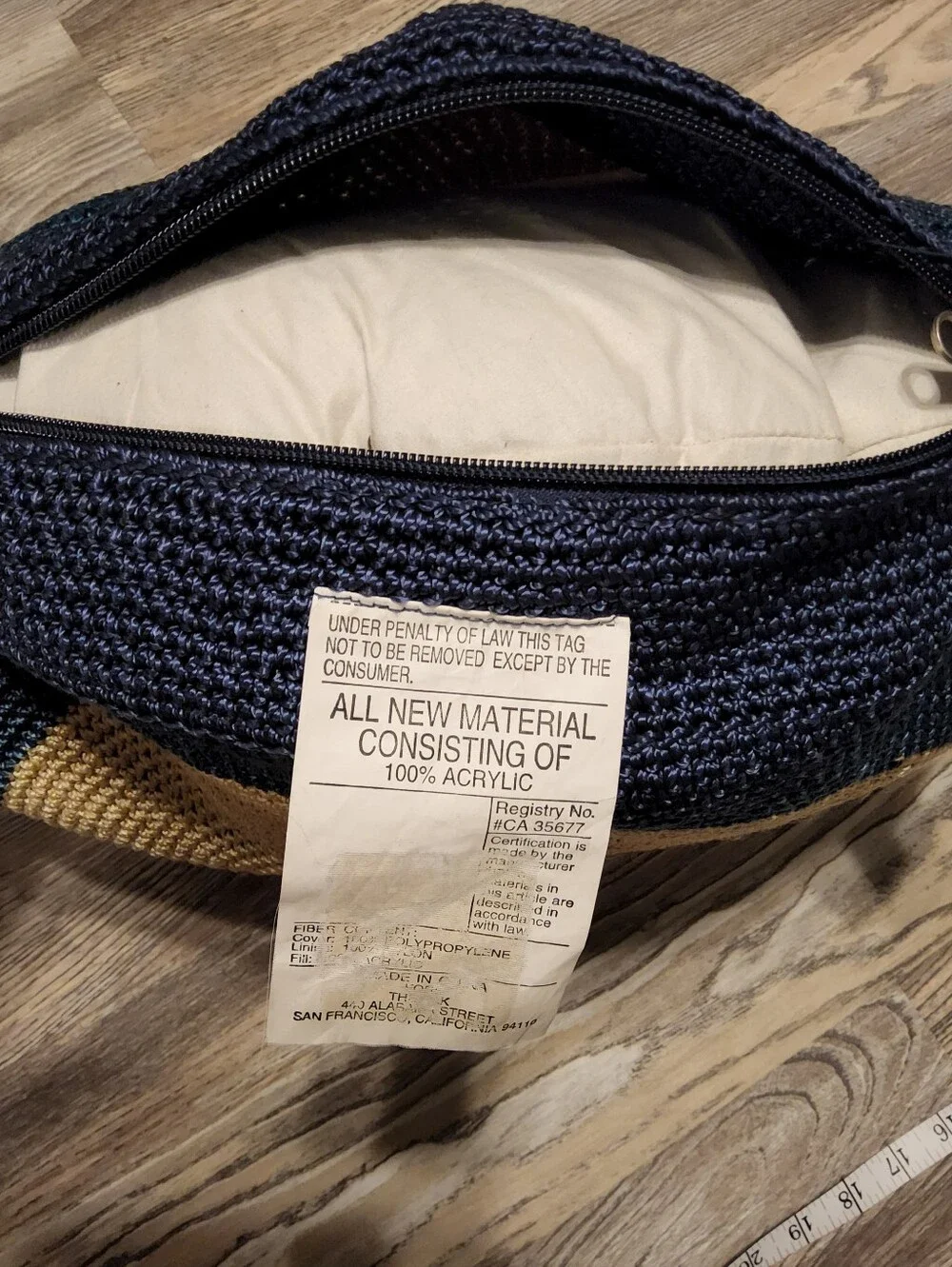 The Sak Round Braided Pillow - Navy & Natural